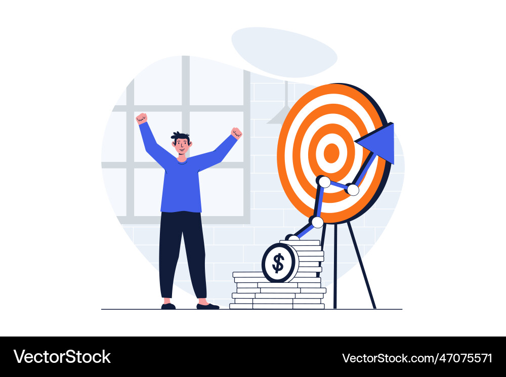 Business target web concept with character scene Business target web concept with character scene Vector Image