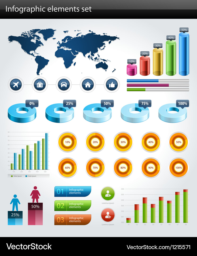 Data & Statistic Elements Collection vector image