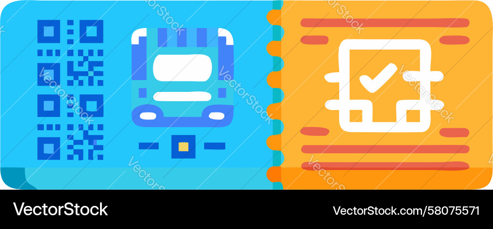 Digital Ticket with QR Code Vector Image