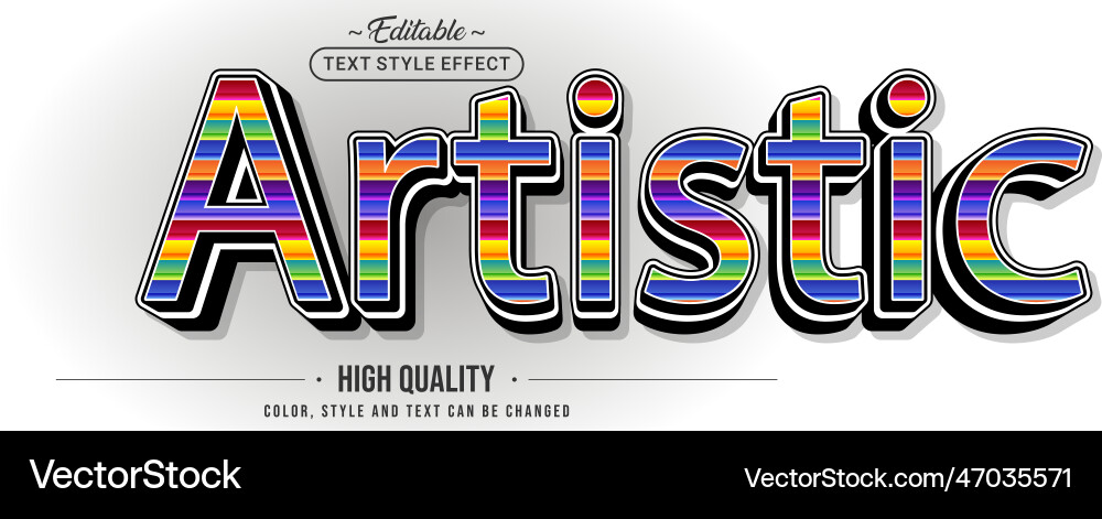 Editable text style effect - colorful artistic Vector Image