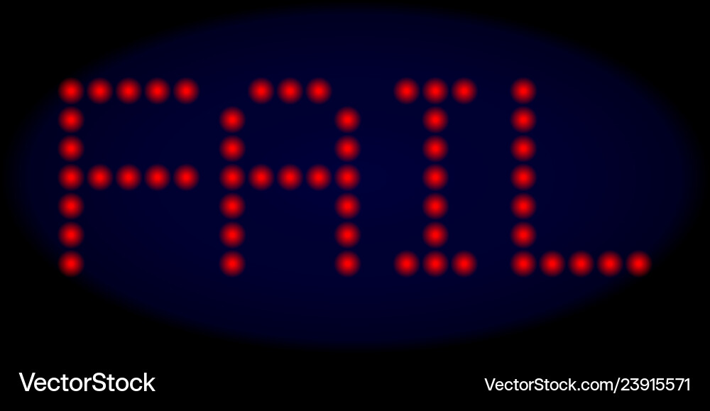 Fail led style caption with glowing dots Vector Image