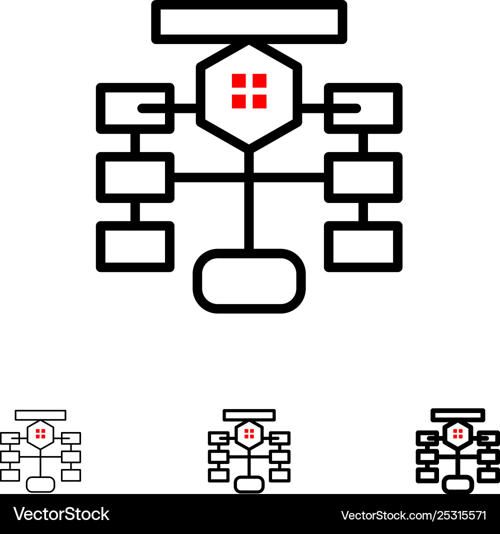 Flowchart flow chart data database bold and thin Vector Image