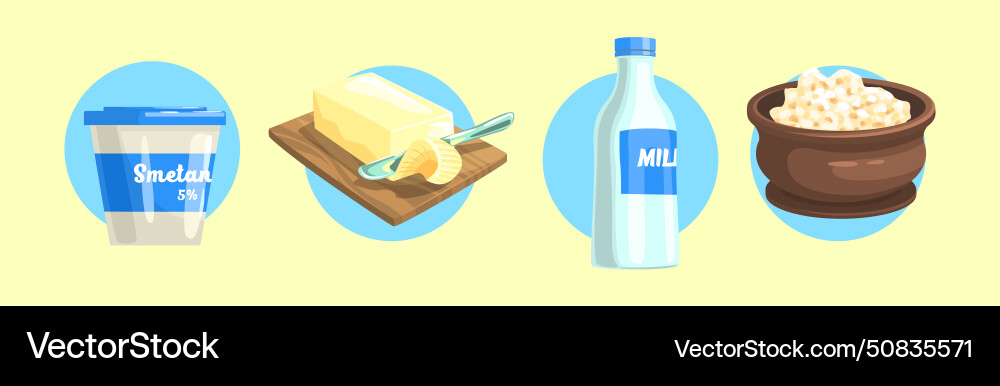 Food object and item from grocery store set Vector Image