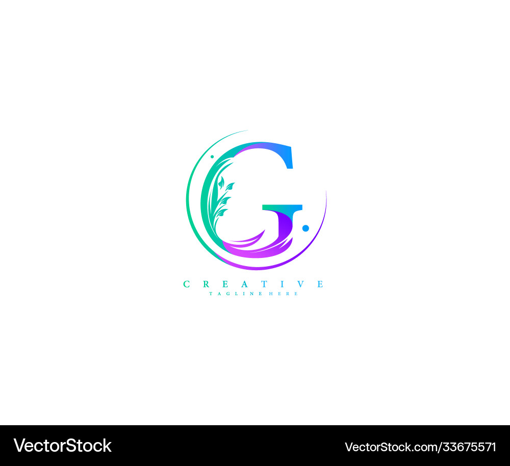 Gradient letter g linked rounded stylish swoosh Vector Image