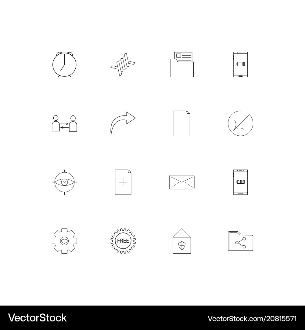 Internet technologies linear thin icons set Vector Image