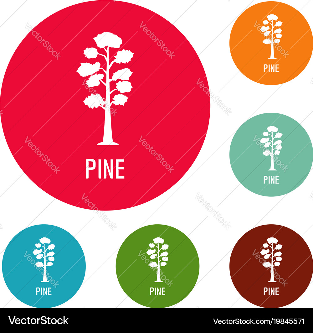 Pine tree icons circle set Vector Image