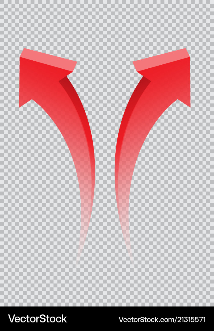 Red Directional Arrows - 3D Curve Vector Image