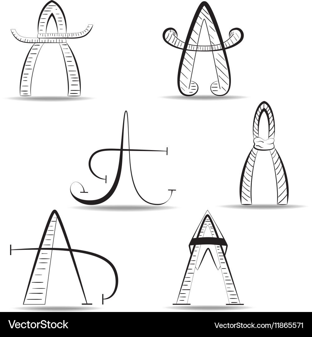 Set of unique a letters Vector Image