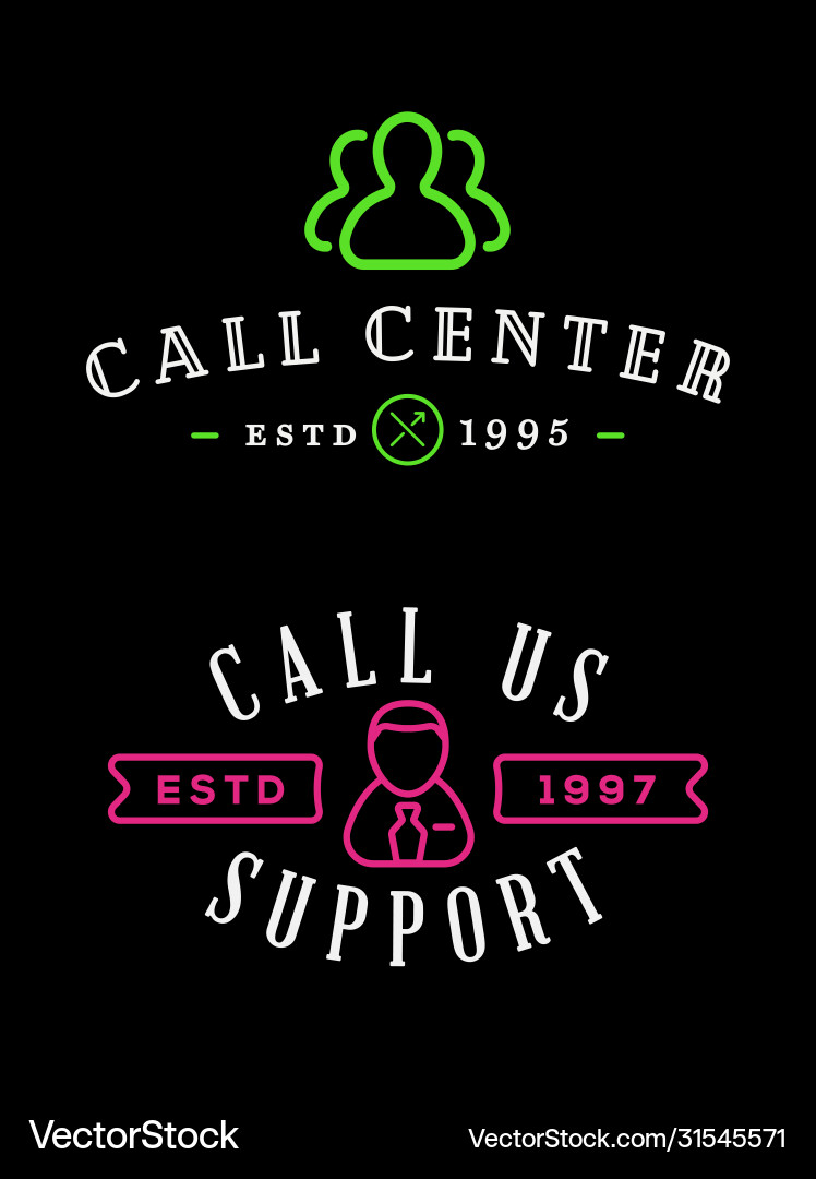 Set support contact center service elements Set support contact center service elements vector image