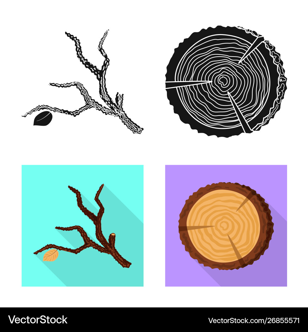 Tree and raw icon set Vector Image