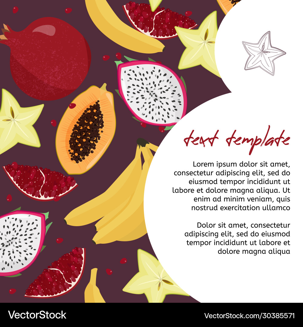 Tropical Fruit Pattern Card Royalty Free Vector Image