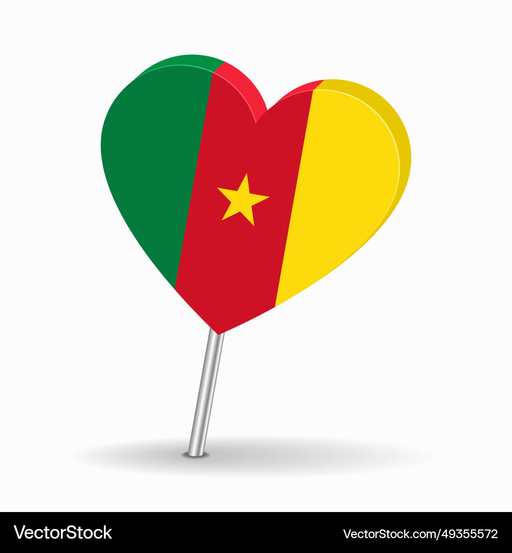 Cameroon flag heart-shaped map pointer layout Cameroon flag heart-shaped map pointer layout Vector Image