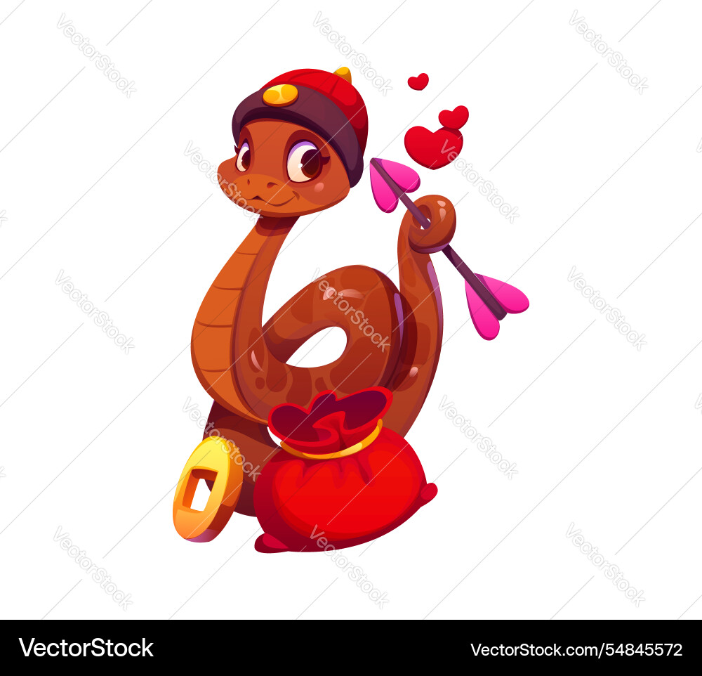 Chinese lunar new year and valentine cute snake Chinese lunar new year and valentine cute snake vector image