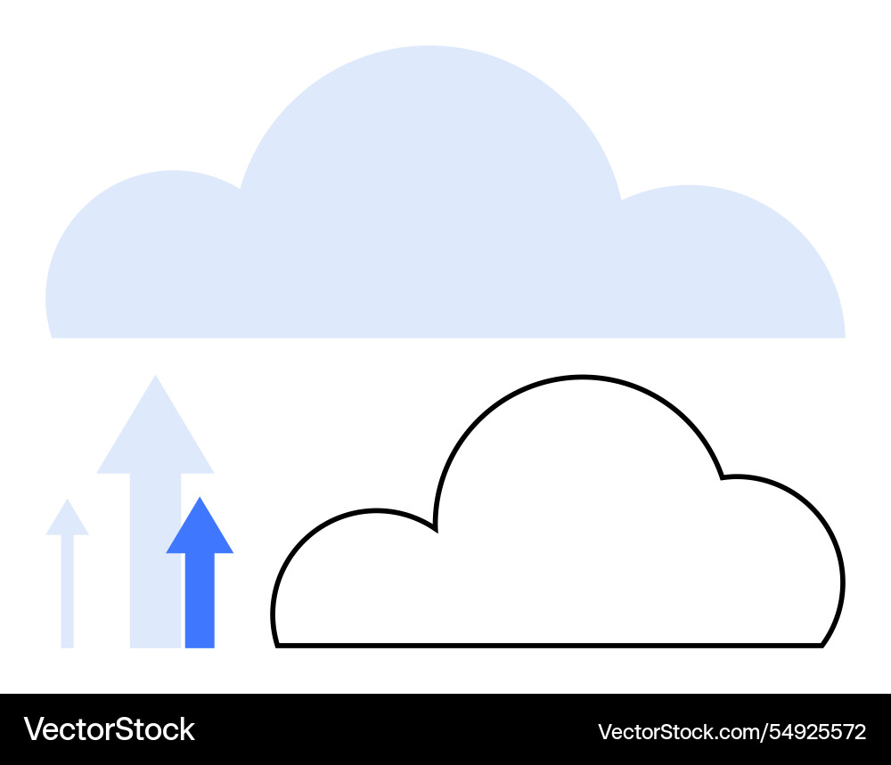 Cloud computing concept with upward arrows vector image