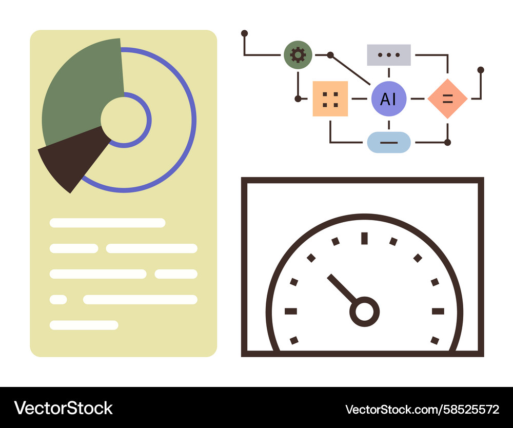 Data Performance Dashboard with AI Vector Image