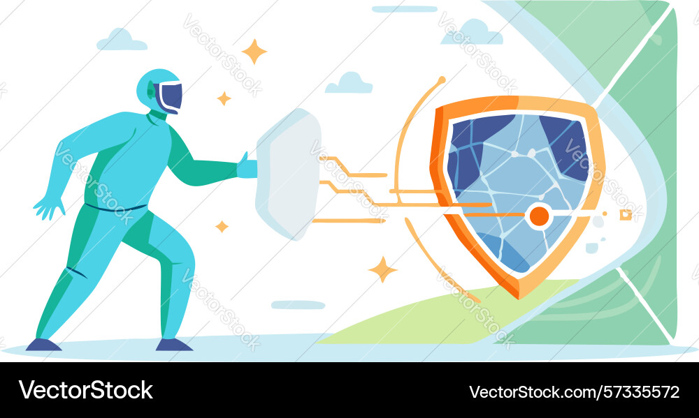 Digital user protection icon with shield vector image