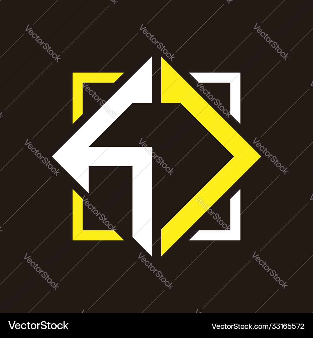 H j initials quadrangle monogram with square H j initials quadrangle monogram with square Vector Image