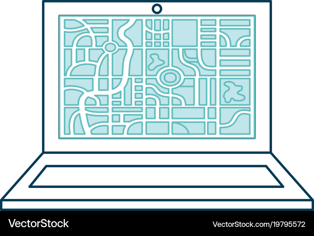 Laptop computer with gps application Vector Image