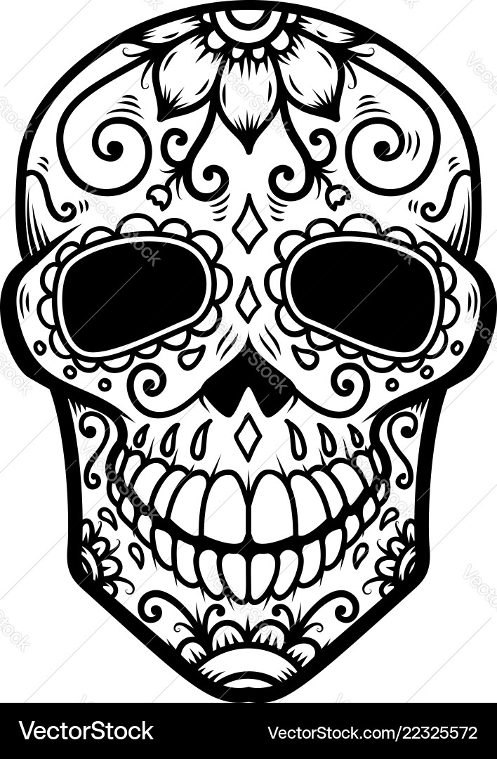 Mexican sugar skull day of the dead dia de los Mexican sugar skull day of the dead dia de los vector image