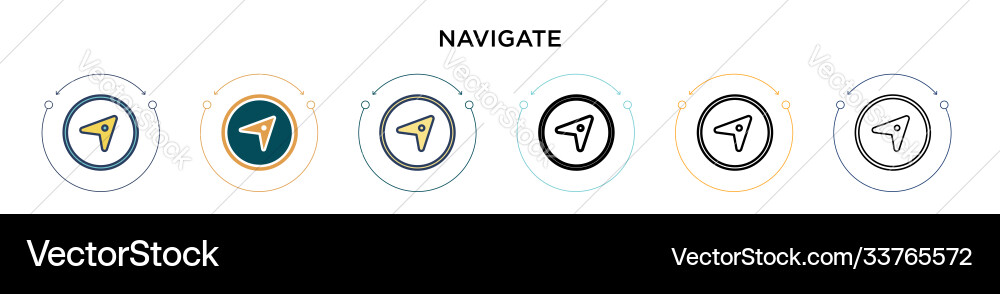 Navigate icon in filled thin line outline Vector Image