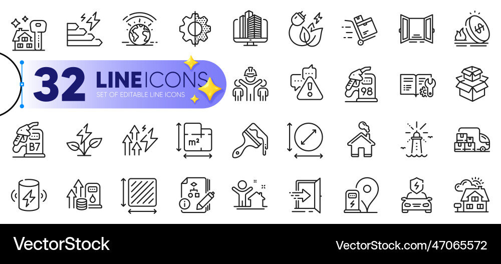 Outline set of algorithm warning and entrance Outline set of algorithm warning and entrance Vector Image