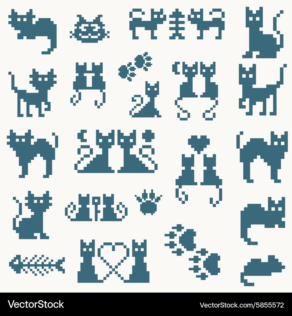 Retro Pixel Cat Set Royalty Free Vector Image - VectorStock
