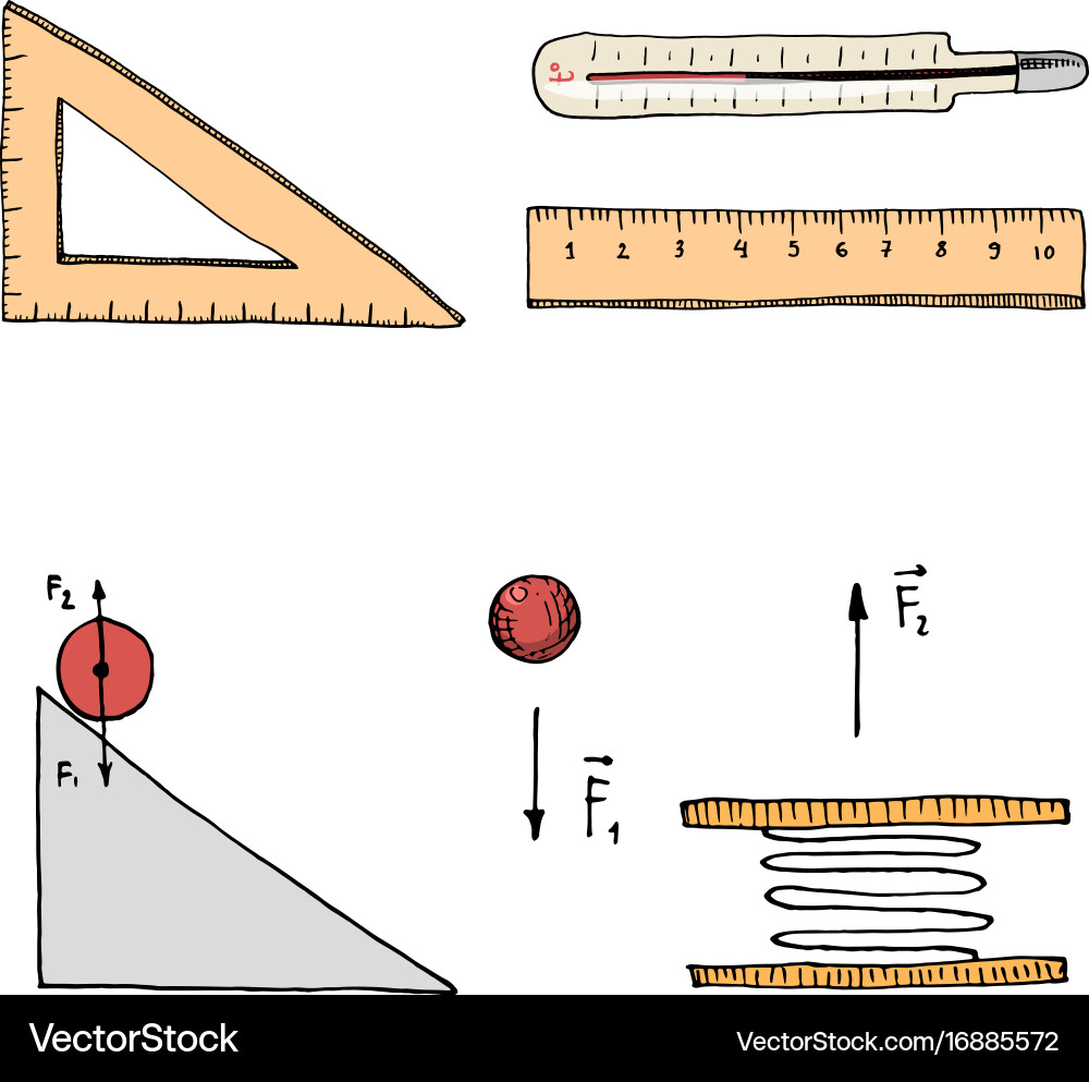 Ruler and thermometer circuit graph engraved Vector Image