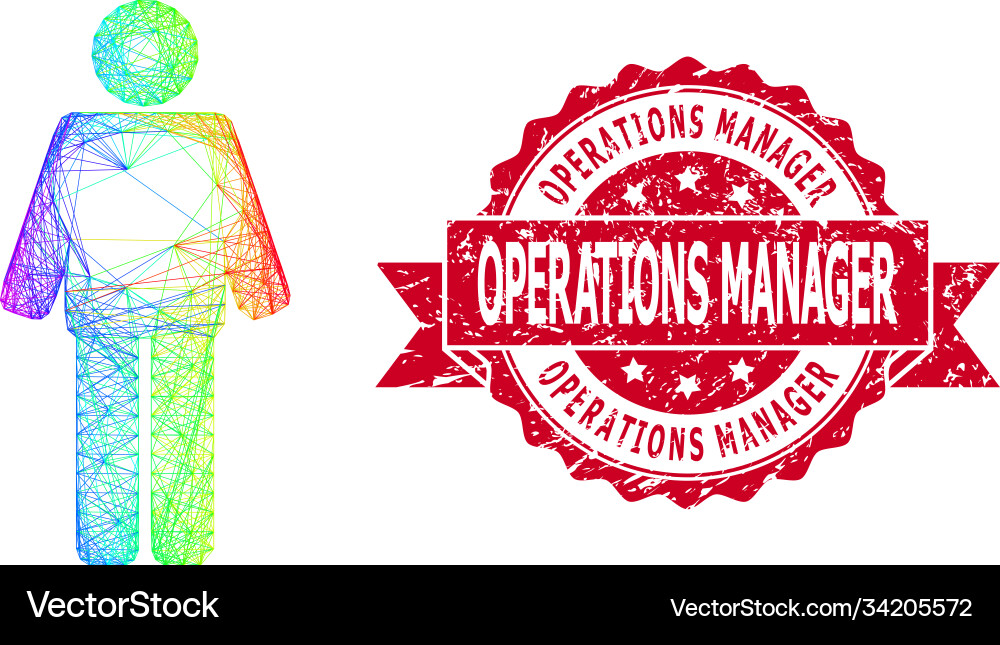 Scratched operations manager seal and multicolored Vector Image