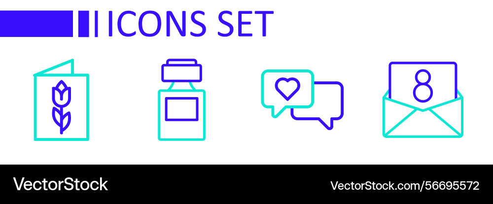 Set line envelope with 8 march heart in speech Vector Image