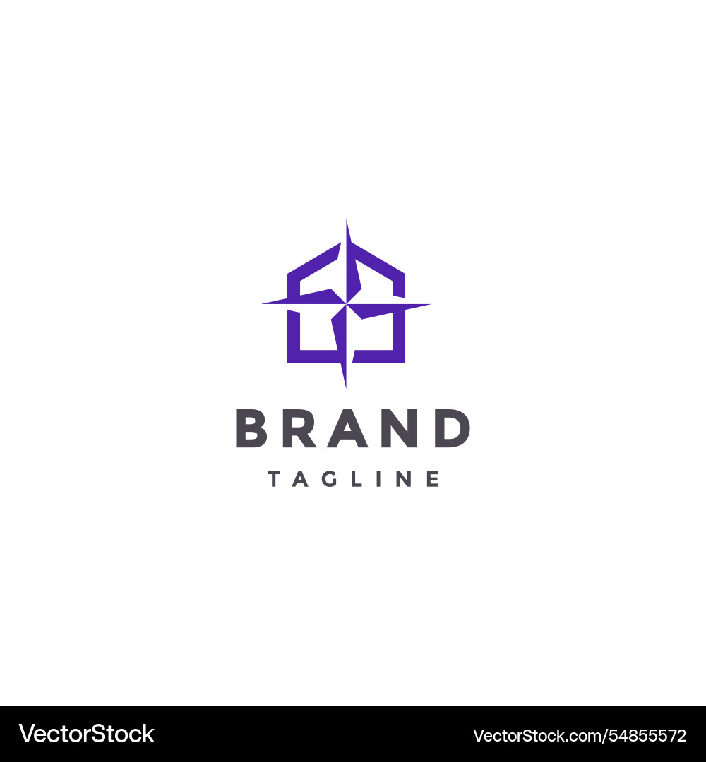 Simple house icon with compass inside logo design Simple house icon with compass inside logo design vector image