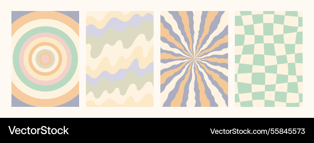 Abstract psychedelic retro pattern set groovy Abstract psychedelic retro pattern set groovy vector image