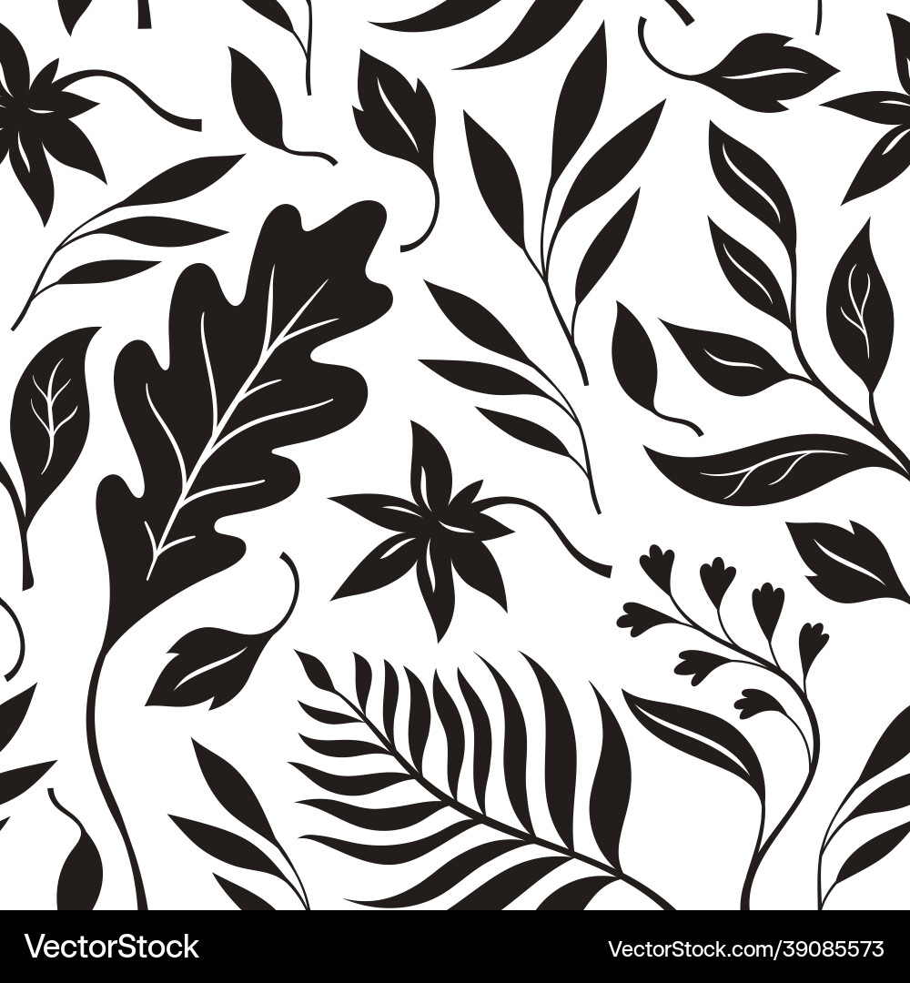 Autumn leaves black and white seamless Autumn leaves black and white seamless vector image