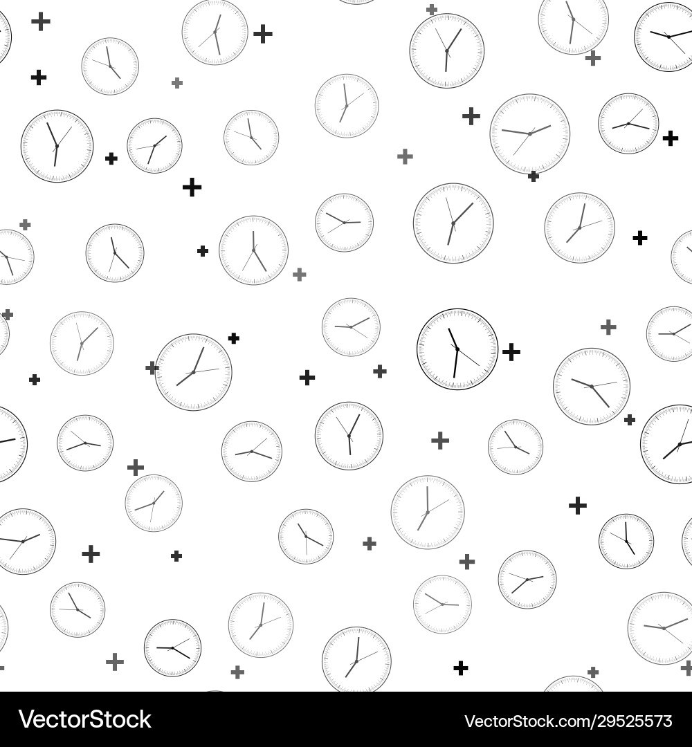 Black clock icon isolated seamless pattern Vector Image