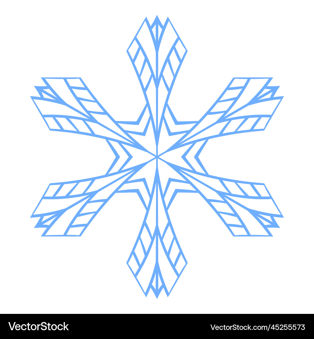 Blue template snowflake with shadow isolated Vector Image