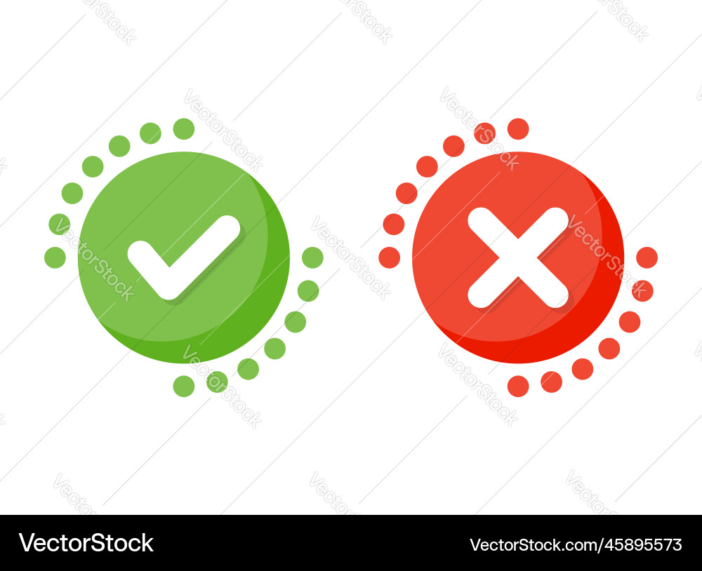 Cross and check mark icon in flat style checkmark Cross and check mark icon in flat style checkmark Vector Image