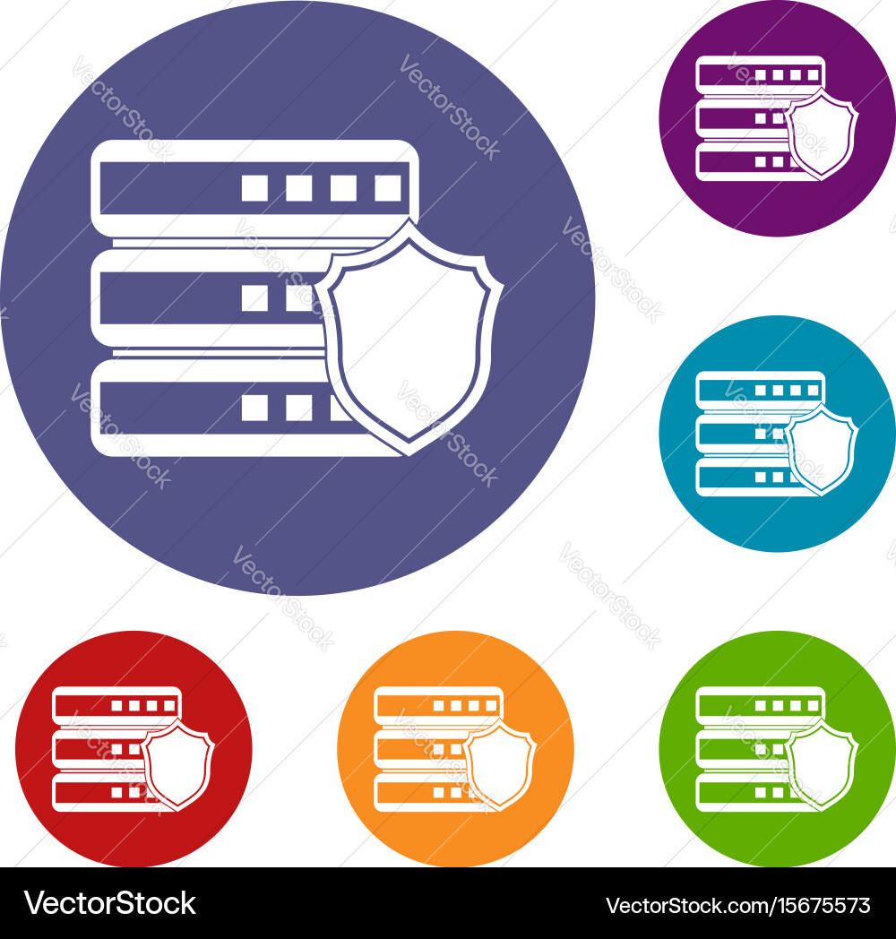 Database with gray shield icons set vector image