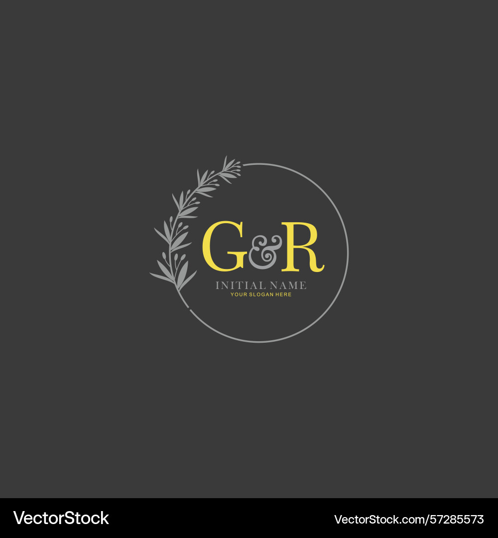 Gr initial logo templates with botanical elements Gr initial logo templates with botanical elements vector image