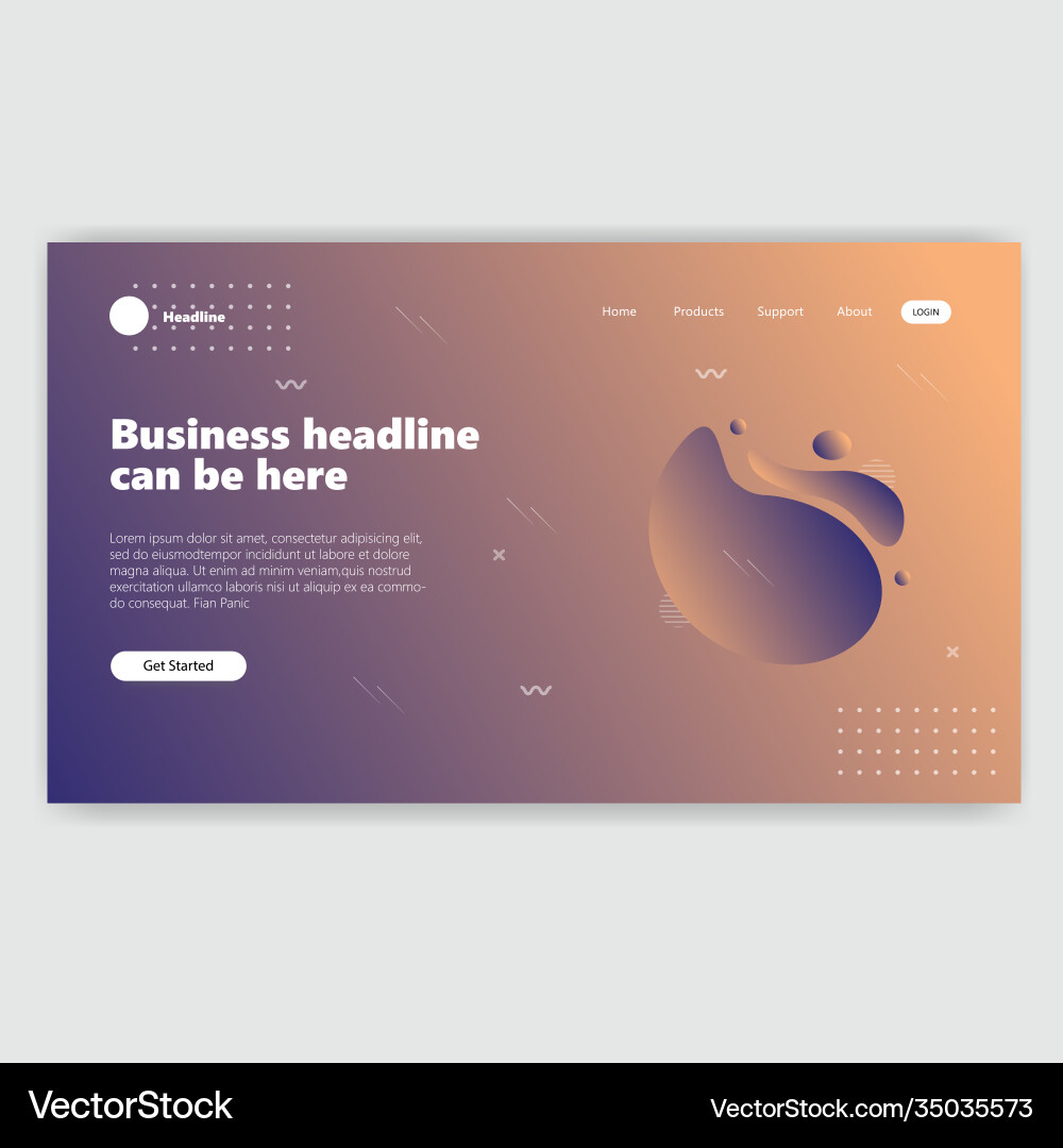 Landing page template with gradient modern webpage Vector Image