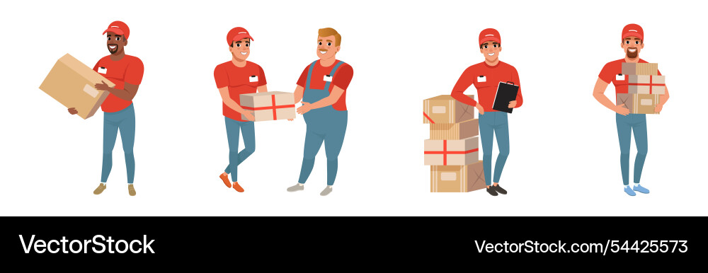 Man courier character in uniform and cap delivery Man courier character in uniform and cap delivery vector image