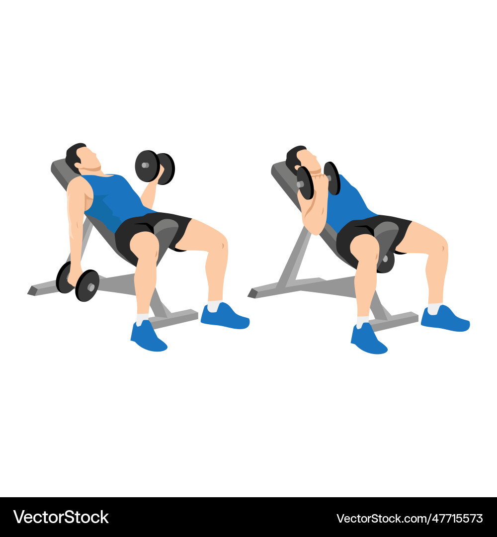 Man doing seated alternating incline bench Man doing seated alternating incline bench vector image