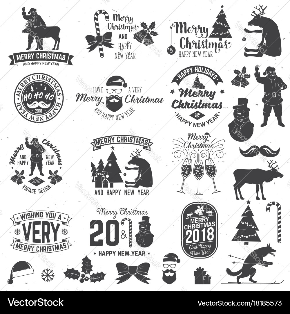 Merry christmas and happy new year 2018 retro vector image