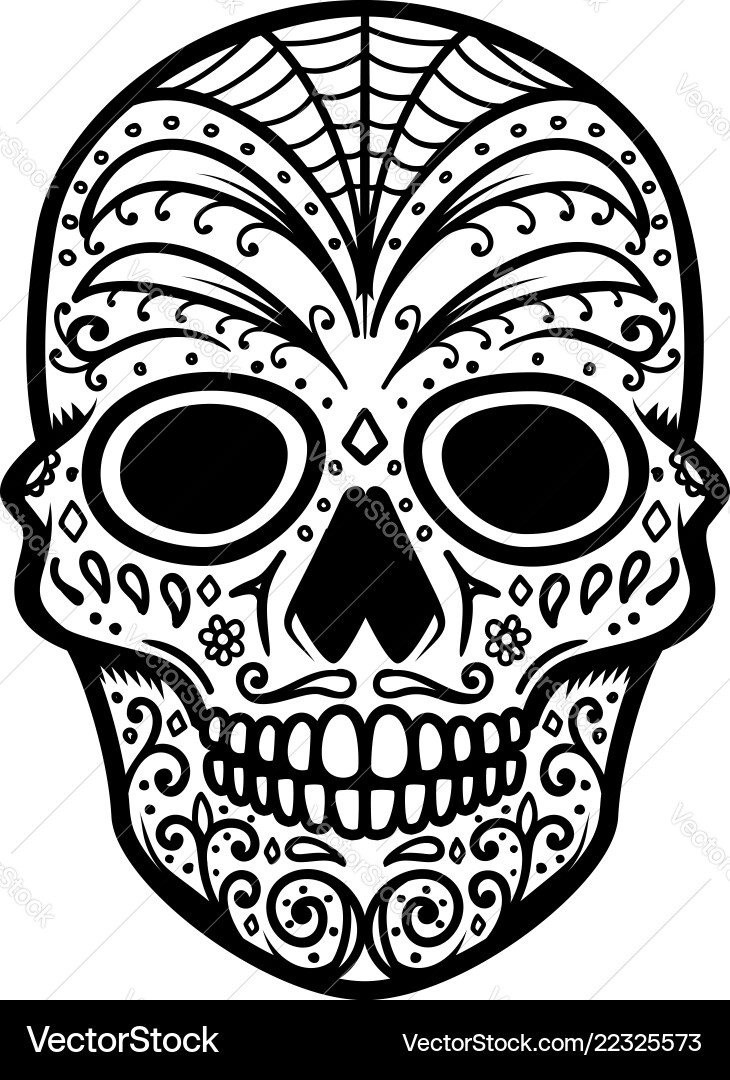 Mexican sugar skull day of the dead dia de los Mexican sugar skull day of the dead dia de los vector image