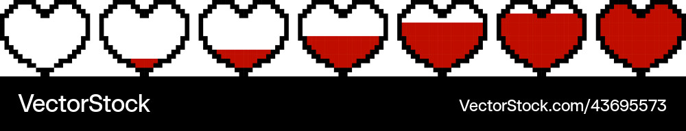 Pixel game graphics life bar computer 8-bit games Pixel game graphics life bar computer 8-bit games vector image