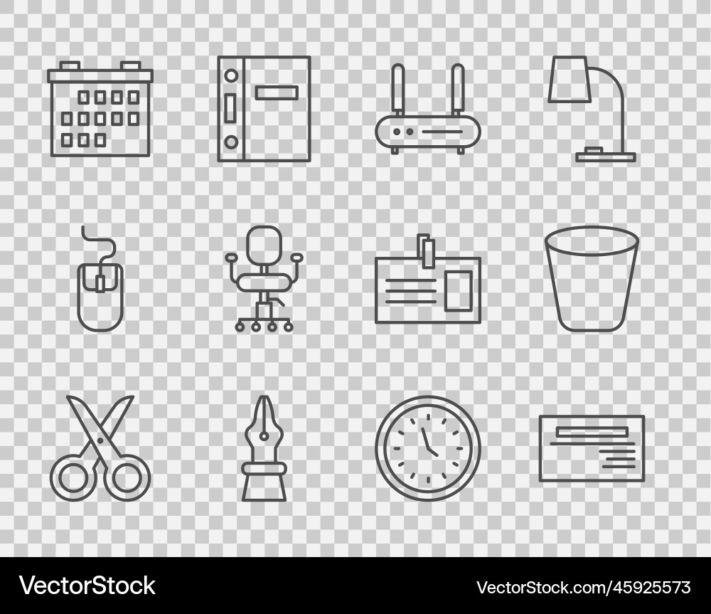 Set line scissors business card router and wi-fi Vector Image