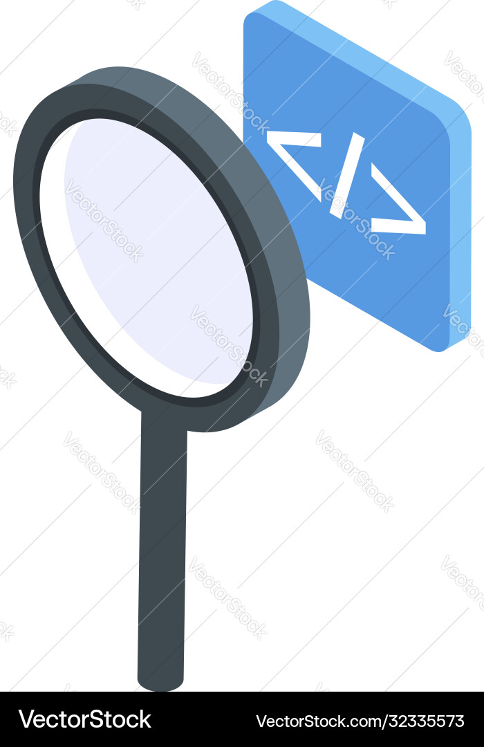 Testing software magnifier icon isometric style Testing software magnifier icon isometric style vector image