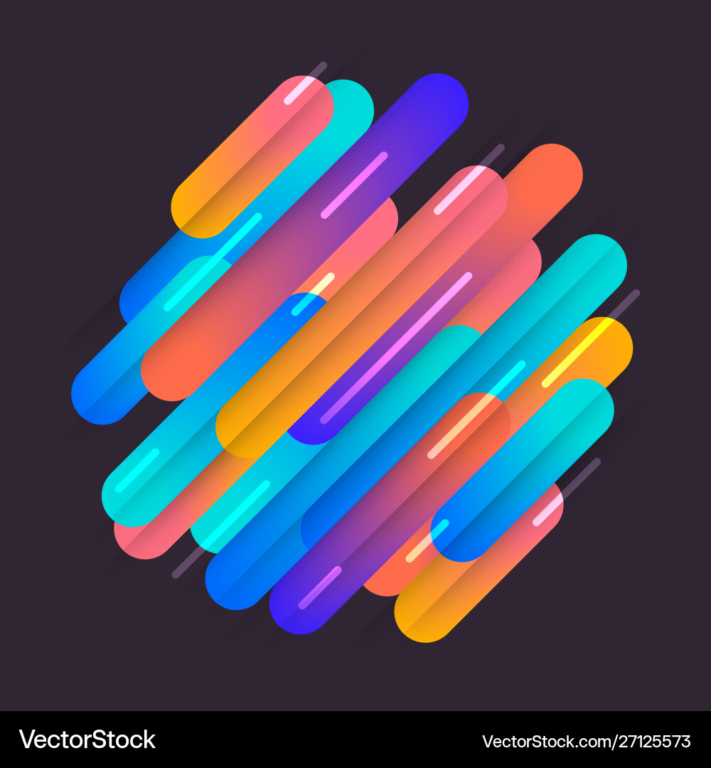 Various colored rounded shapes lines in diagonal Various colored rounded shapes lines in diagonal vector image