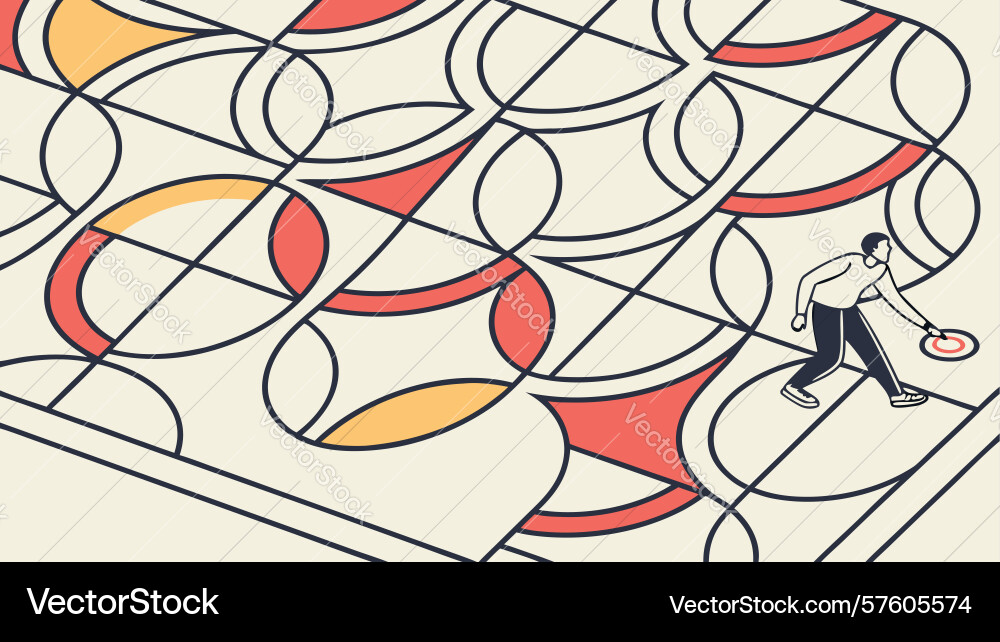 Abstract figure on wavy grid dynamic flow art vector image