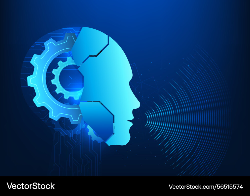 Artificial intelligence that is uttering commands Vector Image
