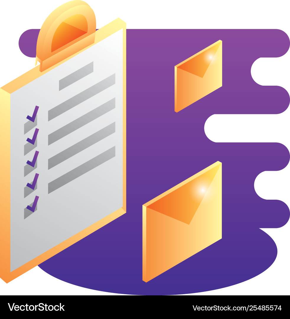 Clipboard checklist document with envelope mail Vector Image