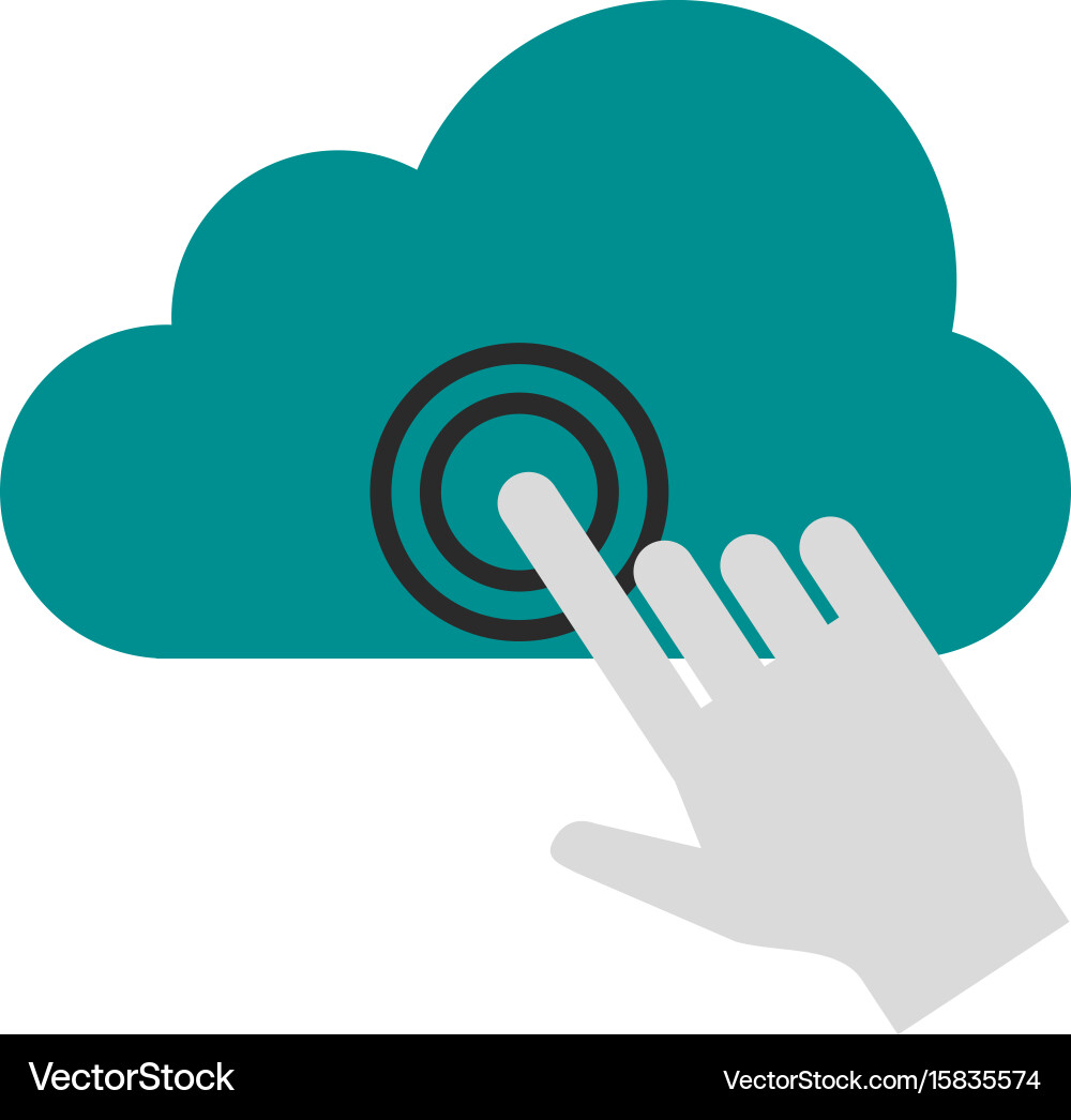Cursor clicking on cloud storage icon image Vector Image